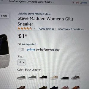 Womens Steve Madden Gill Sneaker Black Leather Size 9